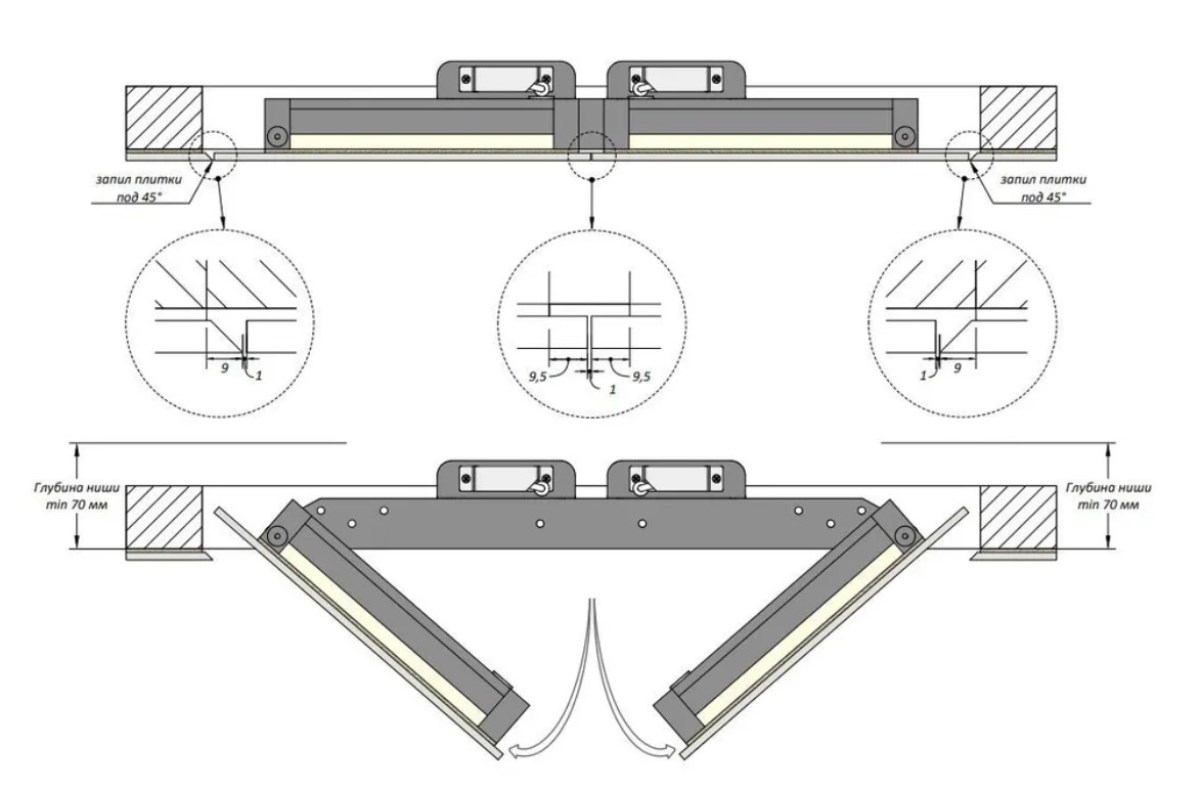 Люк двустворчатый Shagma 80х120 ревизионный под плитку ЛС800x1200Д 6 Люк двустворчатый Shagma 80х120 ревизионный под плитку ЛС800x1200Д — изображение 6