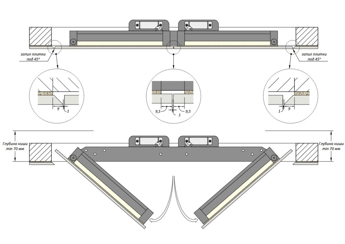 Люк двустворчатый Shagma 90х120 ревизионный под плитку ЛС900x1200Д 4 Люк двустворчатый Shagma 90х120 ревизионный под плитку ЛС900x1200Д — изображение 4
