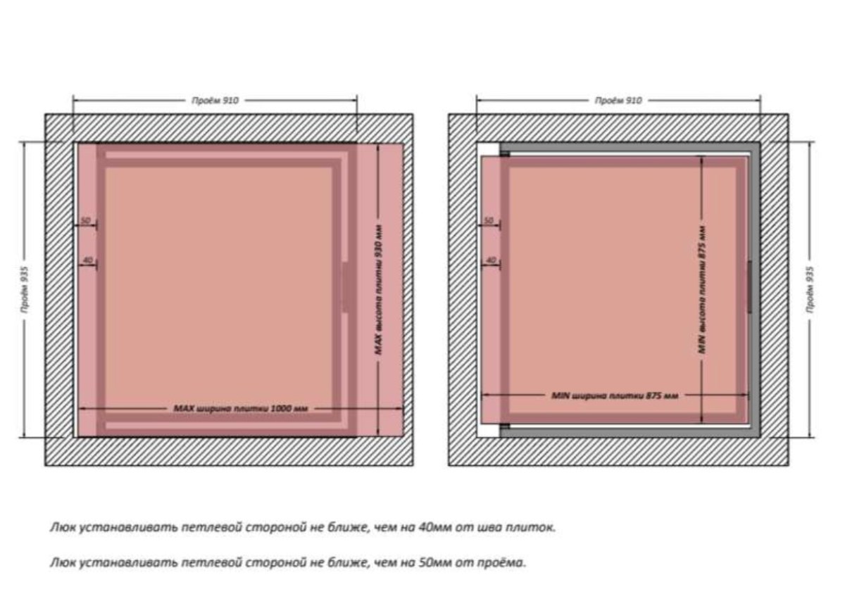 Люк одностворчатый Shagma 90х90 ревизионный под плитку ЛС900x900К 7 Люк одностворчатый Shagma 90х90 ревизионный под плитку ЛС900x900К — изображение 7